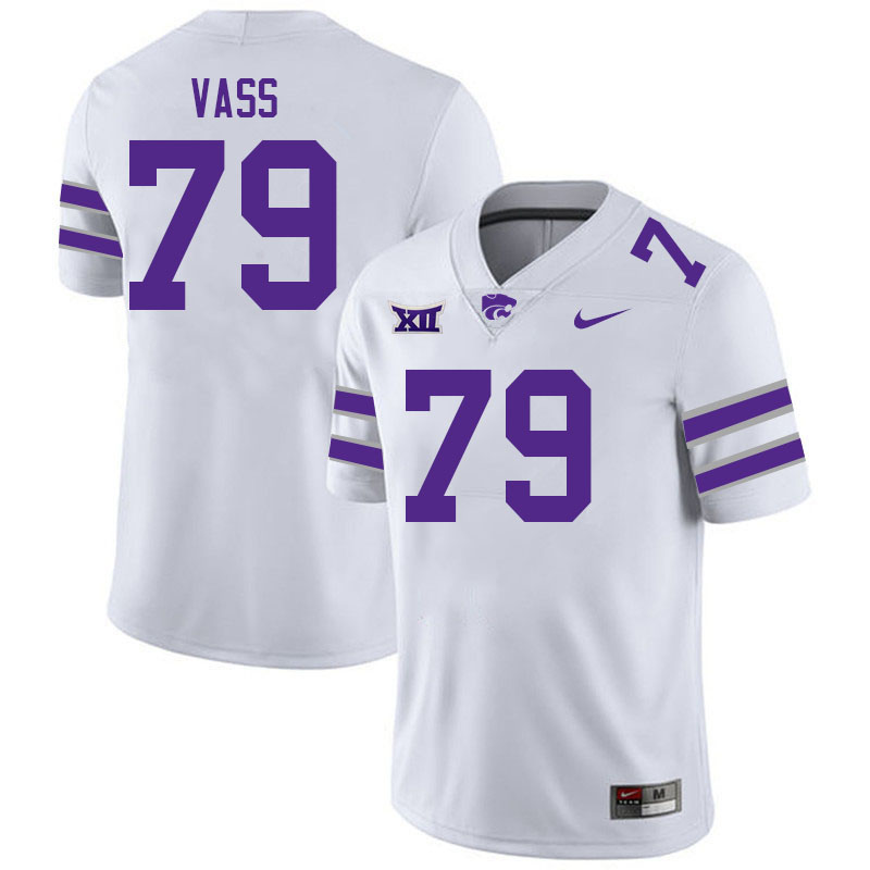 #79 Devin Vass Kansas State Wildcats Fotball Jerseys Stitched Sale-White